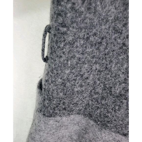 BEBE GRAY TWO TONE WOOL BLEND WRAP COAT Sz Medium Hooded Pockets Snap Button - Picture 10 of 12